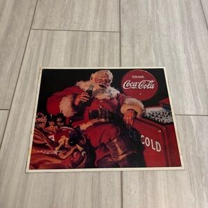 Vintage 1991 Drink Coca-Cola Santa Claus Christmas  Metal Sign 15" x 12"